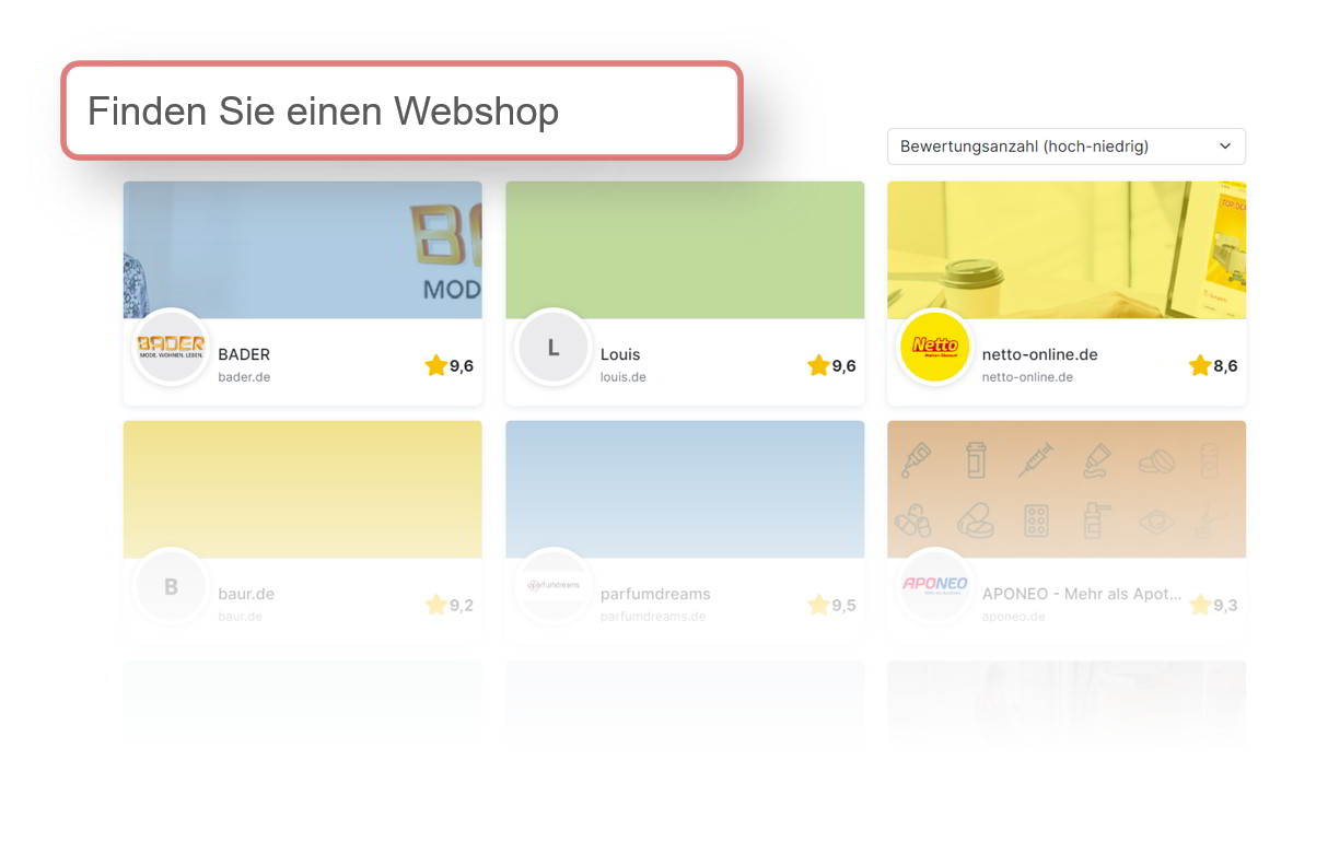 Shopsuche in der Liste der Shops mit EHI-Siegel