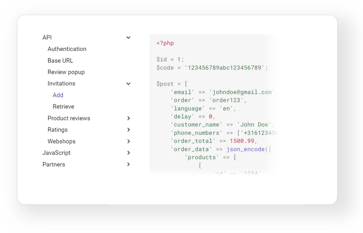 Integration des Bewertungssystems via API