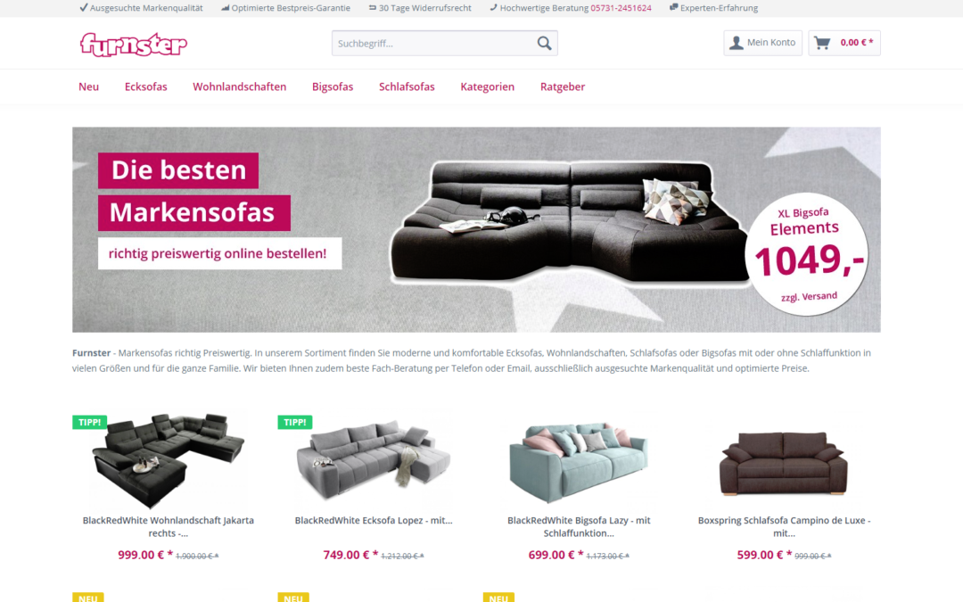 Screenshot Online-Shop furnster.de