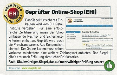 Computer Bild zeichnet EHI Geprüfter Online-Shop aus