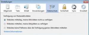 Screenshot der Datenschutzeinstellung